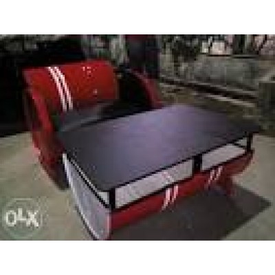 KURSI SOFA & MEJA DRUM MINIMALIS WARNA MERAH MAROON